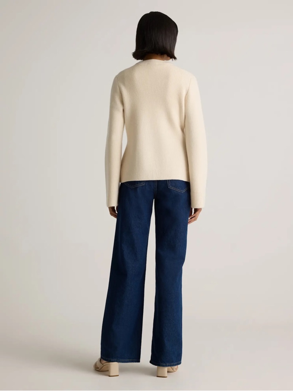 Quince Mongolian Cashmere Structured Cardigan in Ivory. Size S - Picture 3 of 16